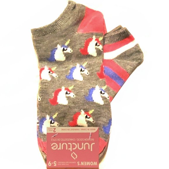 Accessories - *3/$15* Gray/Pink/Blue Unicorn + Striped Socks